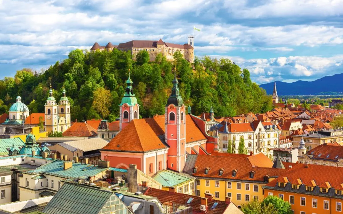 Panorama of Ljubljana, Slovenia, Europe.