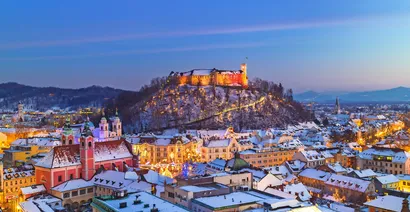 © kasto - Fotolia Panorama von Ljubljana im Winter. Slowenien, Europa.