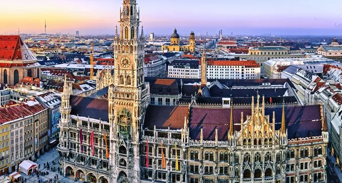 Panorama Mnchen Innenstadt im Abendlicht